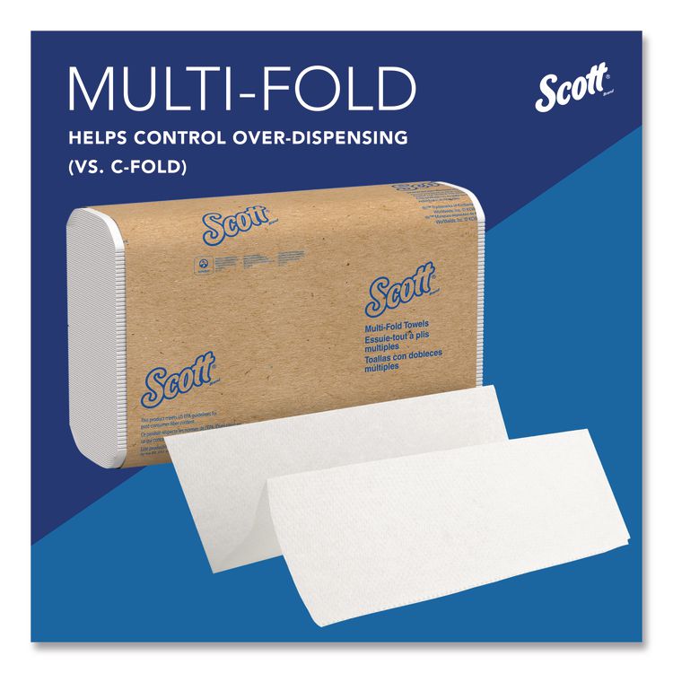Multi-Fold Towels, Absorbency Pockets, 1-Ply, 9.2 x 9.4, White, 250 Sheets/Pack, 12 Packs/Carton