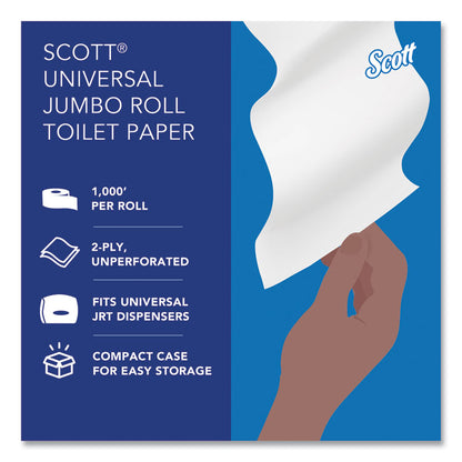 Essential JRT Jumbo Roll Bathroom Tissue, Septic Safe, 2-Ply, 3.55" x 1,000 ft, White, 4 Rolls/Carton
