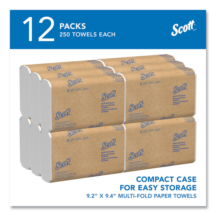 Multi-Fold Towels, Absorbency Pockets, 1-Ply, 9.2 x 9.4, White, 250 Sheets/Pack, 12 Packs/Carton