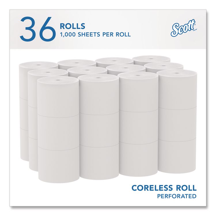 Essential Coreless SRB Bathroom Tissue, Septic Safe, 2-Ply, White, 1,000 Sheets/Roll, 36 Rolls/Carton