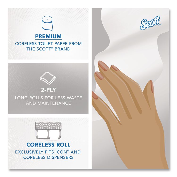 Essential Coreless SRB Bathroom Tissue, Septic Safe, 2-Ply, White, 1,000 Sheets/Roll, 36 Rolls/Carton