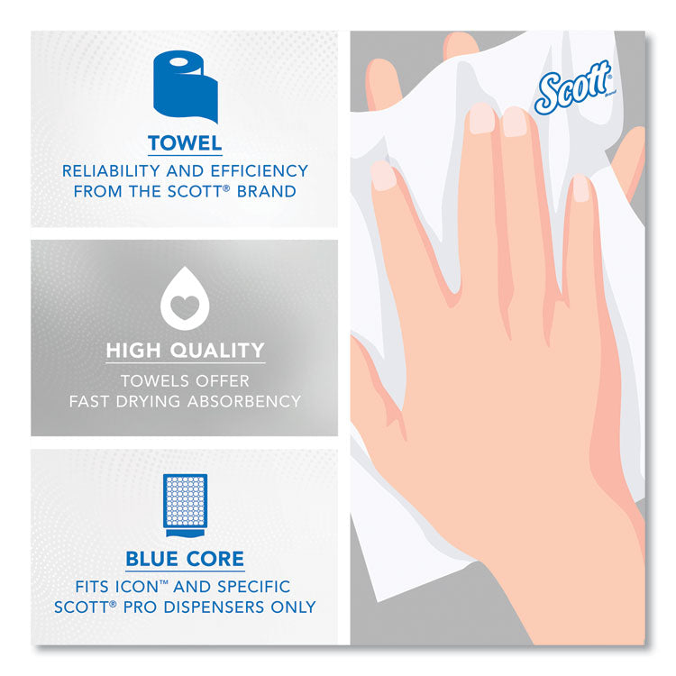Pro Hard Roll Paper Towels with Absorbency Pockets for Scott Pro Dispenser, Blue Core Only, 1-Ply, 7.5" x 900 ft, 6 Rolls/CT