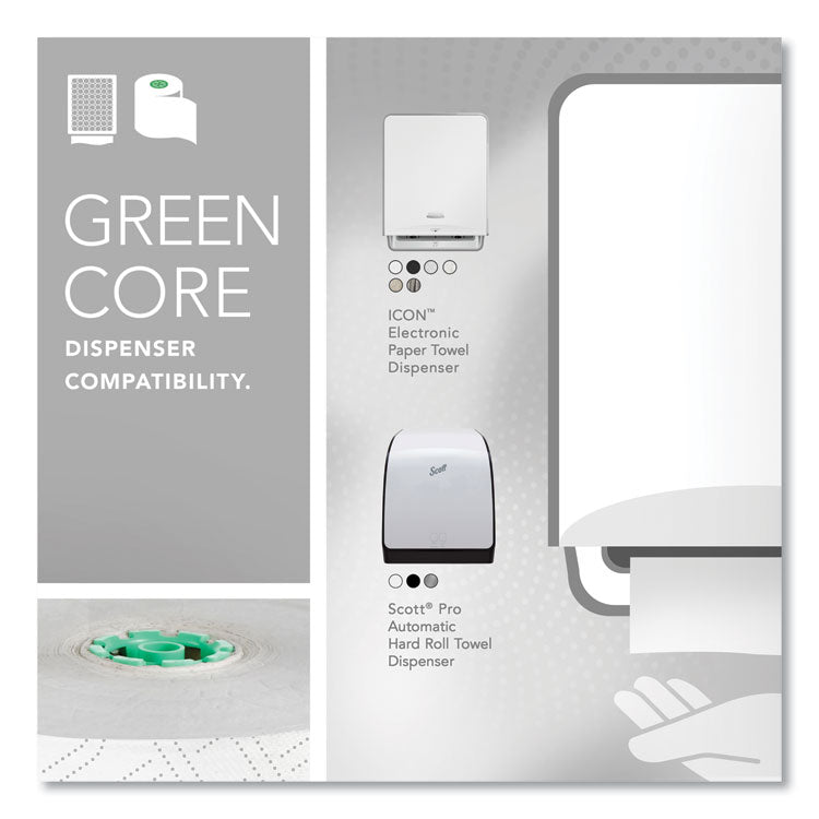 Pro Hard Roll Paper Towels with Elevated Scott Design for Scott Pro Dispenser, Green Core Only, 1-Ply, 1,150 ft, 6 Rolls/CT