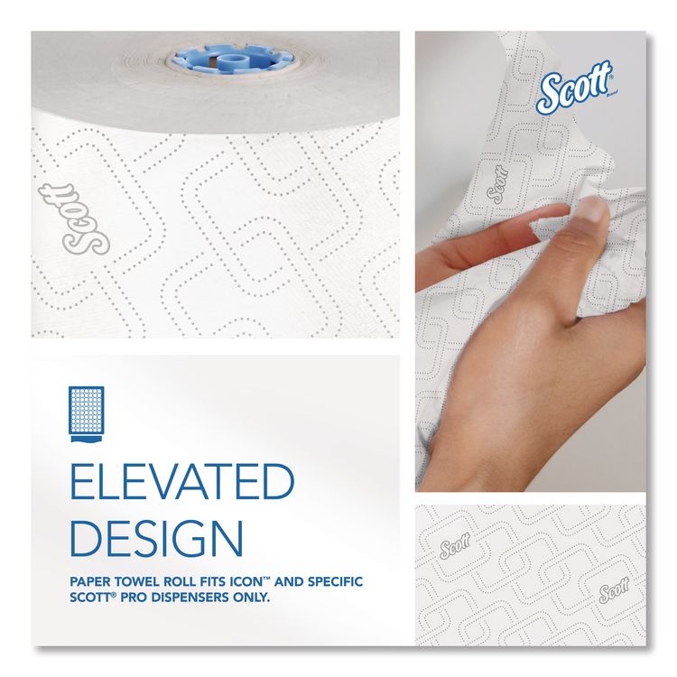 Pro Hard Roll Paper Towels with Elevated Scott Design for Scott Pro Dispenser, Blue Core Only, 1-Ply, 1,150 ft, 6 Rolls/CT