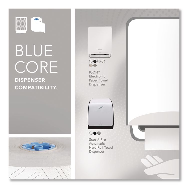 Pro Hard Roll Paper Towels with Elevated Scott Design for Scott Pro Dispenser, Blue Core Only, 1-Ply, 1,150 ft, 6 Rolls/CT