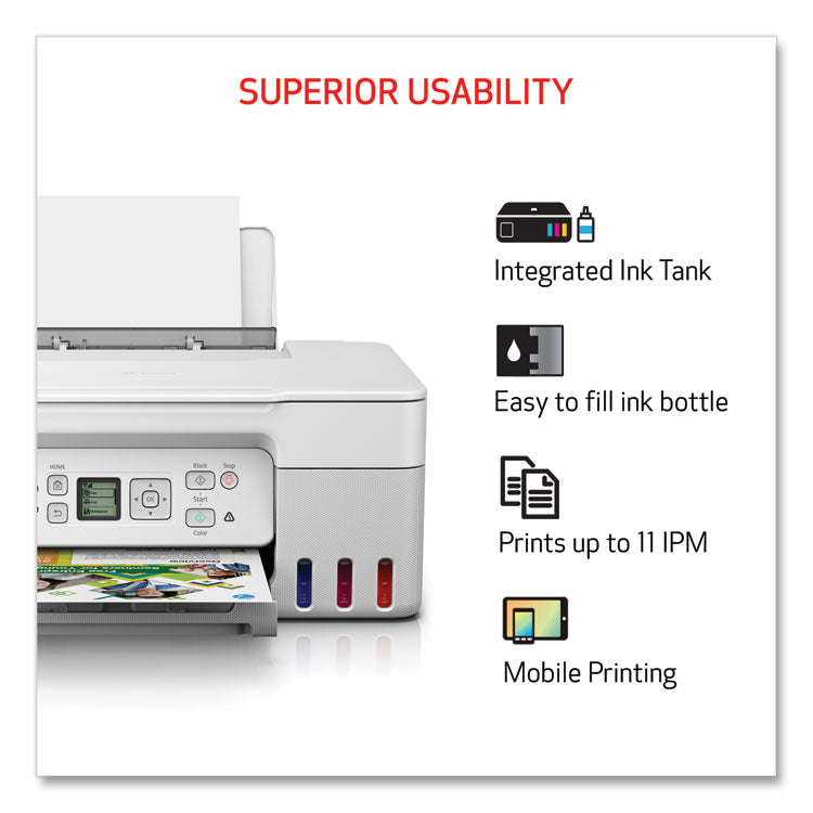 PIXMA G3270 Wireless MegaTank All-In-One Printer, Copy/Print/Scan, White