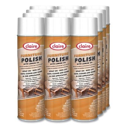 Furniture Polish with Lemon Oil, Lemon Scent, 19 oz Aerosol Spray, Dozen