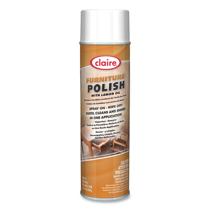 Furniture Polish with Lemon Oil, Lemon Scent, 19 oz Aerosol Spray, Dozen