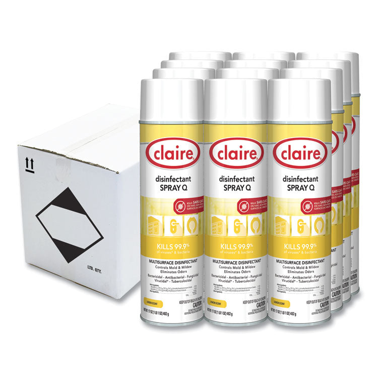 Spray Q Disinfectant, Lemon Scent, 17 oz Aerosol Spray, Dozen