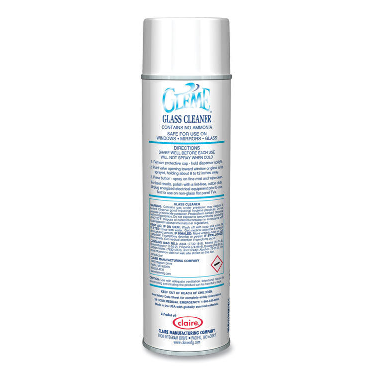 Gleme Glass Cleaner, 19 oz Aerosol Spray, Dozen