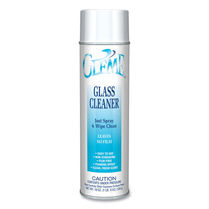 Gleme Glass Cleaner, 19 oz Aerosol Spray, Dozen
