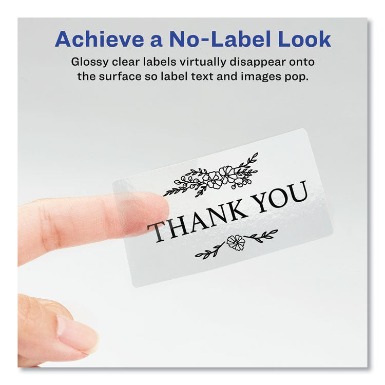 Glossy Clear Easy Peel Mailing Labels w/ Sure Feed Technology, Inkjet/Laser Printers, 2 x 4, Clear, 10/Sheet, 10 Sheets/Pack