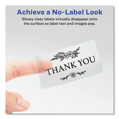 Glossy Clear Easy Peel Mailing Labels w/ Sure Feed Technology, Inkjet/Laser Printers, 2 x 4, Clear, 10/Sheet, 10 Sheets/Pack