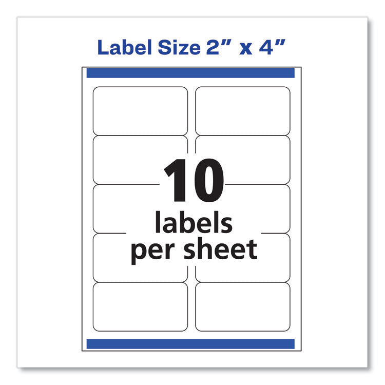 Glossy Clear Easy Peel Mailing Labels w/ Sure Feed Technology, Inkjet/Laser Printers, 2 x 4, Clear, 10/Sheet, 10 Sheets/Pack