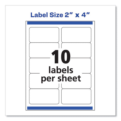 Glossy Clear Easy Peel Mailing Labels w/ Sure Feed Technology, Inkjet/Laser Printers, 2 x 4, Clear, 10/Sheet, 10 Sheets/Pack