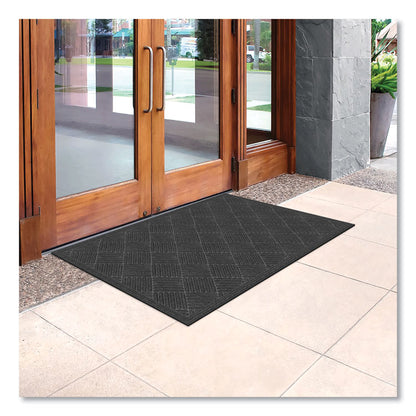 Ecomat Crosshatch Entry Mat, Rectangular, Charcoal Gray Crush-Resistant Ribbed Surface, 36" x 60"