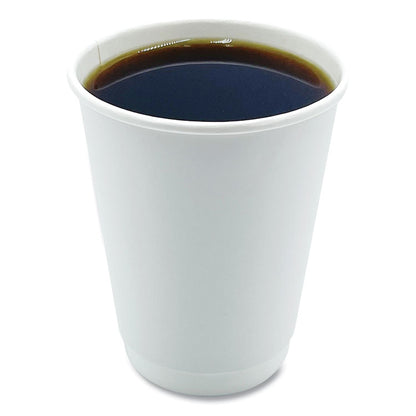 Paper Hot Cups, Double-Walled, 12 oz, White, 25/Pack