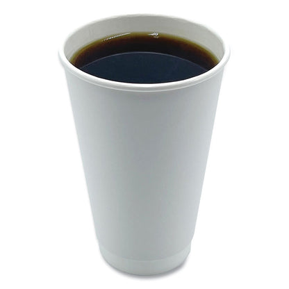 Paper Hot Cups, Double-Walled, 16 oz, White, 25/Pack