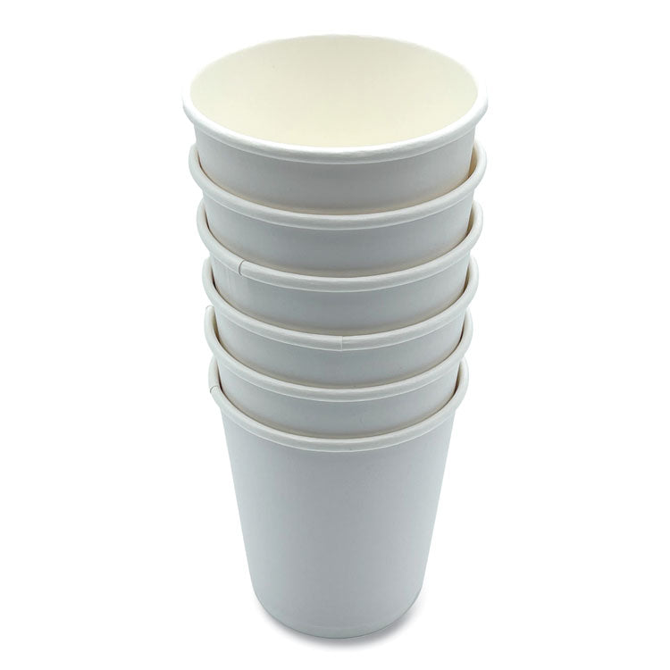 Paper Hot Cups, Double-Walled, 8 oz, White, 500/Carton
