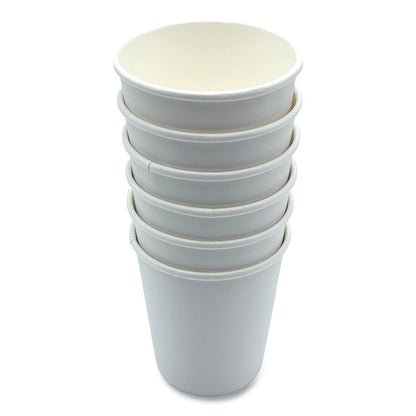 Paper Hot Cups, Double-Walled, 8 oz, White, 500/Carton