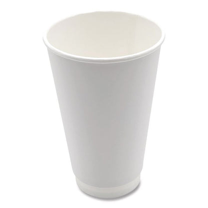 Paper Hot Cups, Double-Walled, 16 oz, White, 500/Carton