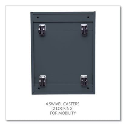 File Pedestal with Full-Length Pull, Left or Right, 3-Drawers: Box/Box/File, Legal/Letter, Charcoal, 14.96" x 19.29" x 27.75"