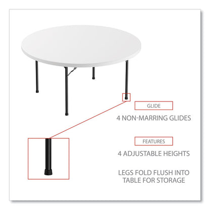 Round Plastic Folding Table, 60" Diameter x 29.25h, White
