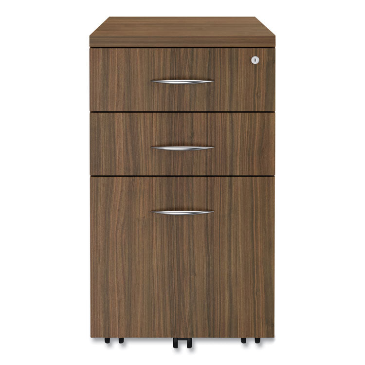 Alera Valencia Series Mobile Pedestal File, Left/Right, 3-Drawer: Box/Box/File, Legal/Letter, Walnut, 15.88 x 20.5 x 28.38
