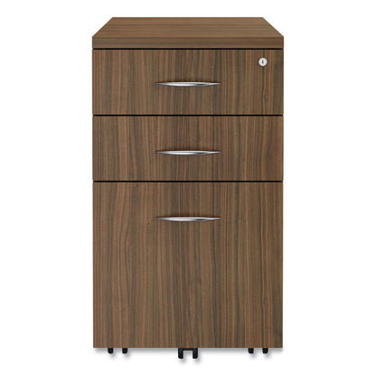 Alera Valencia Series Mobile Pedestal File, Left/Right, 3-Drawer: Box/Box/File, Legal/Letter, Walnut, 15.88 x 20.5 x 28.38