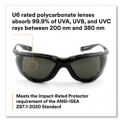Virtua CCS Protective Eyewear with Foam Gasket, Black/Gray Half Frame, Gray Dual Lens
