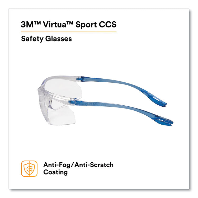 Virtua Sport CCS Protective Eyewear, Blue Half Frame, Clear Single Lens