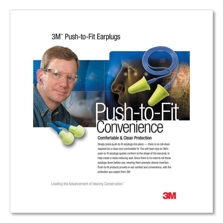 E-A-RPush-Ins Earplugs, Corded, Metal Detectable, 28 dB NRR, One Size Fits Most, Yellow Spherical Pod Plugs, 200 Pairs/Box