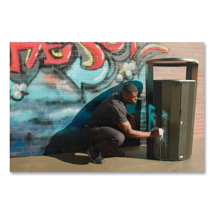 RESIST Round Waste Container, 33 gal, Metal, Black