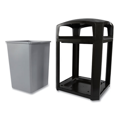Landmark Series Classic Dome Top Container and Ashtray, 35 gal, Resin, Black