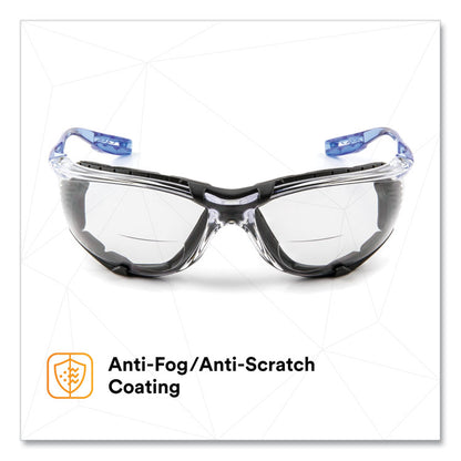 Virtua CCS Protective Eyewear with Foam Gasket, 1.5+ Diopter, Blue Half Frame, Clear Dual Lens