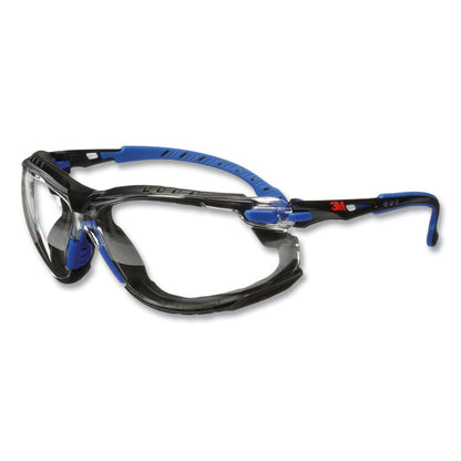 Solus 1000 Series Safety Glasses, Frameless, Black/Blue Arms, Clear Single Lens