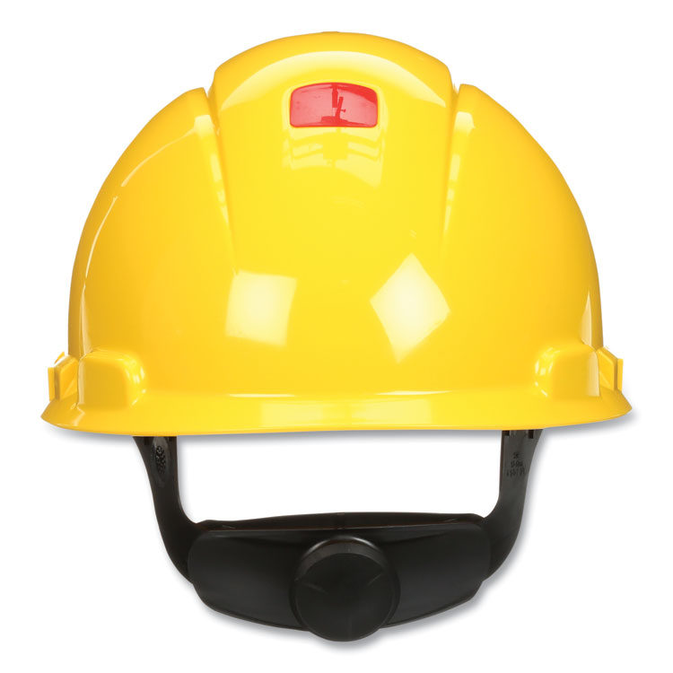 SecureFit H-700 Series Hard Hat with UVicator, Vented, Front Brim, 4-Point Pressure Diffusion, One Size Fits Most, Yellow