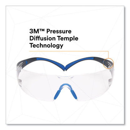 SecureFit 400 Protective Eyewear, Frameless, Black/Blue Arms, Clear Single Lens