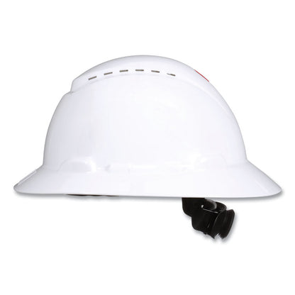SecureFit H-800 Series Hard Hat with UVicator, Vented, Full Brim, 4-Point Pressure Diffusion, One Size Fits Most, White