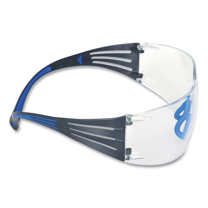 SecureFit 400 Protective Eyewear, Frameless, Black/Blue Arms, Clear Single Lens