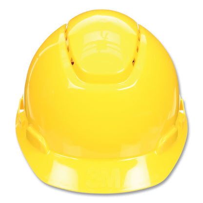 SecureFit H-700 Series Hard Hat with UVicator, Vented, Front Brim, 4-Point Pressure Diffusion, One Size Fits Most, Yellow