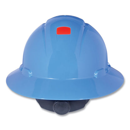 SecureFit H-800 Series Hard Hat with UVicator, Full Brim, 4-Point Pressure Diffusion Ratchet, One Size Fits Most, Blue