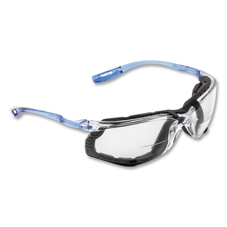 Virtua CCS Protective Eyewear with Foam Gasket, 1.5+ Diopter, Blue Half Frame, Clear Dual Lens