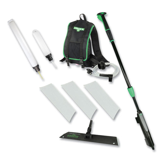 Excella Floor Finishing Kit, 20" Head, 48" to 65" Black/Green Plastic Handle