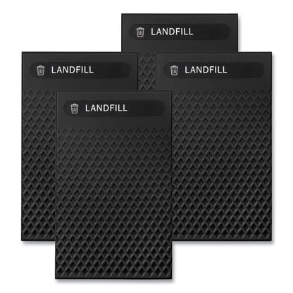 Large Prelabeled Landfill Waste Panels for Tailor and Landmark Series Containers 20.72" x 0.5" x 34.33", Black, 4/Carton