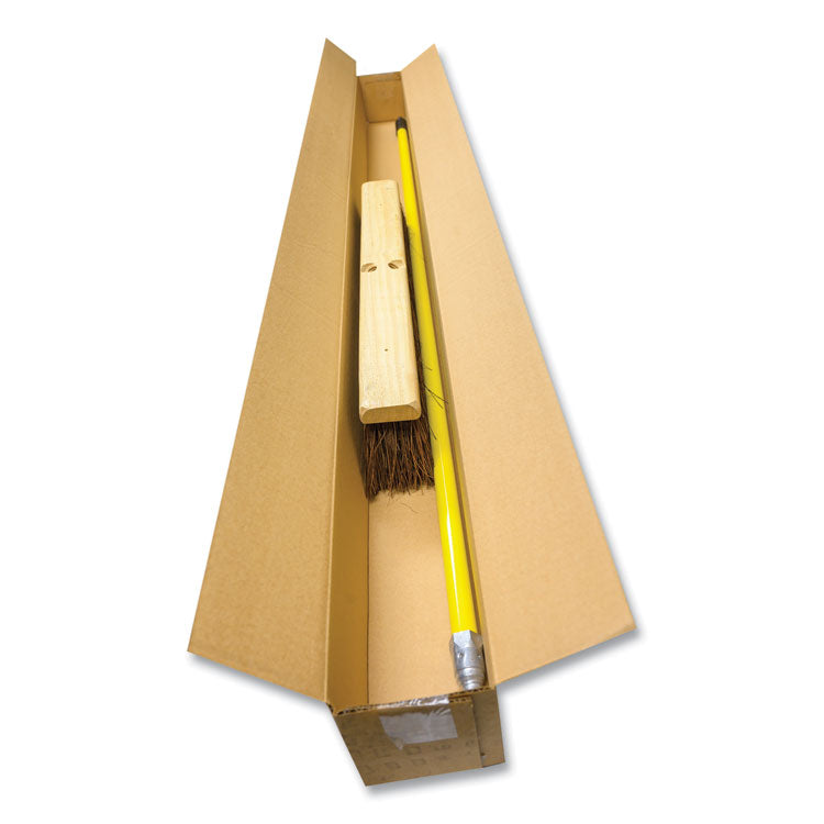 Palmyra Push Broom Kit, 24 x 64, Palmyra Bristles, Metal Handle, Yellow/Brown