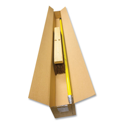 Palmyra Push Broom Kit, 24 x 64, Palmyra Bristles, Metal Handle, Yellow/Brown