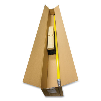 Tampico Push Broom Kit, 18 x 64, Tampico Bristles, Metal Handle, Yellow/Black