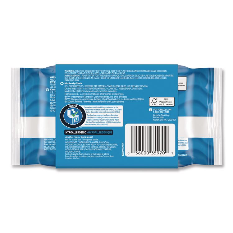 Fresh Care Flushable Cleansing Cloths, 1-Ply, 3.73 x 5.5, White, 84/Pack, 8 Packs/Carton