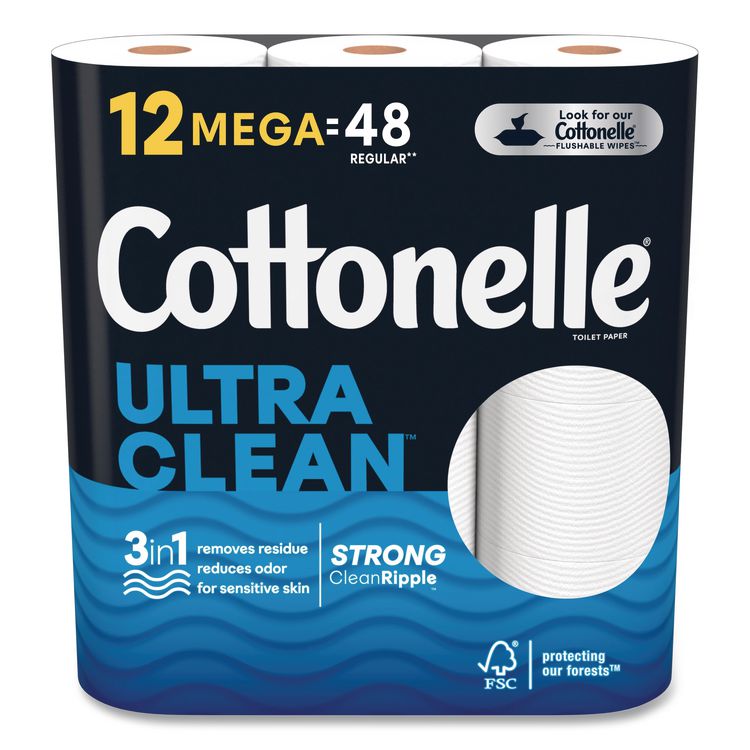 Ultra CleanCare Toilet Paper, Strong Tissue, Septic Safe, 1-Ply, White, 284 Sheets/Roll, 12 Rolls/Pack, 48 Rolls/Carton